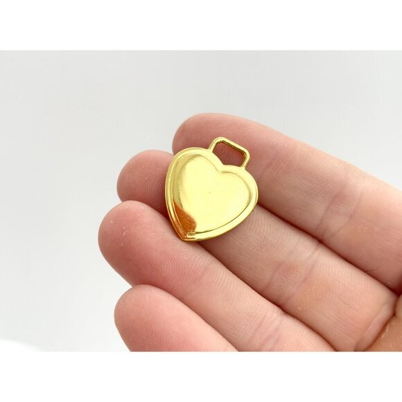 Gold T Minimalist Heart Vintage Love Pendant | Charm | Trinket - "EL" Carved - Picture 9 of 10